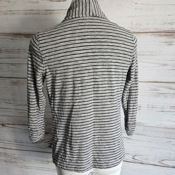 Theory Gray and Black Stripe Open Front Cardi Cardigan sz M - Picture 4 of 6